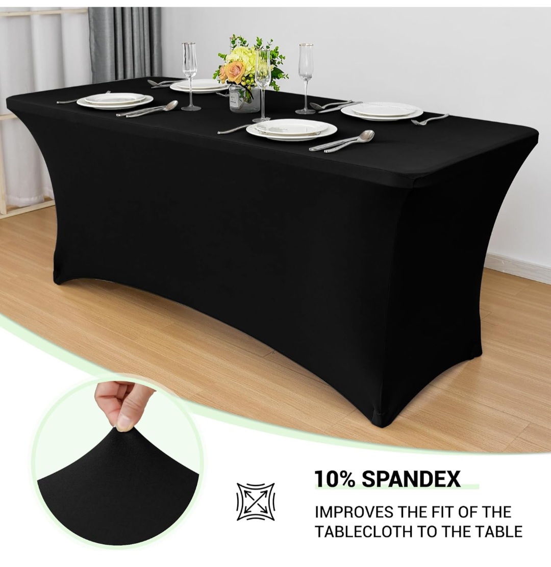Obstal 6ft Stretch Black Spandex Table Cloth
